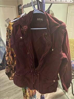 Buffalo David Bitton Women's Burgundy Hooded Utility Jacket